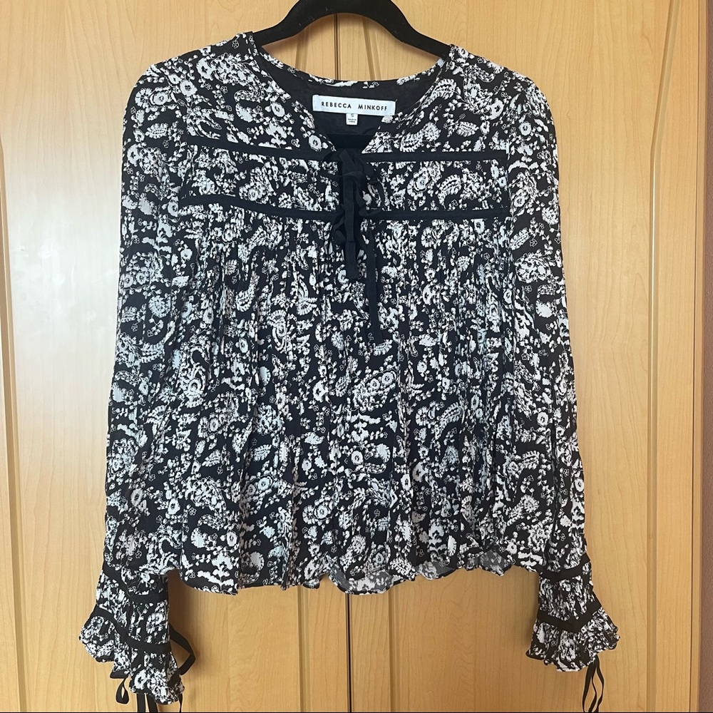 Rebecca Minkoff Floral Paisley A-line Blouse with Ties